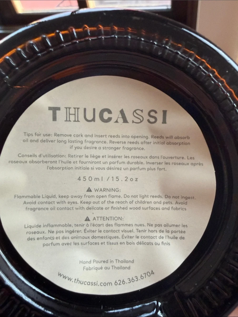 “THUCASSI” Fragrance 15.2floz Diffuser NIB